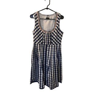 Glory Star Fit & Flare Dress Blue Plaid Bavarian Oktoberfest Size M